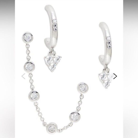 Adriana Orsini CZ Ear Crawler Earrings Silver New - Picture 2 of 8